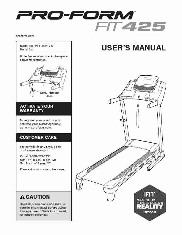 Proform 425 Ct Treadmill Manual-page_pdf